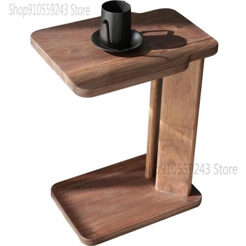 Nordic Solid Wood Side Table Black Walnut Creative Sofa Corner Table Modern Minimalist Bedside Table Living Room Mini Oak Coffee