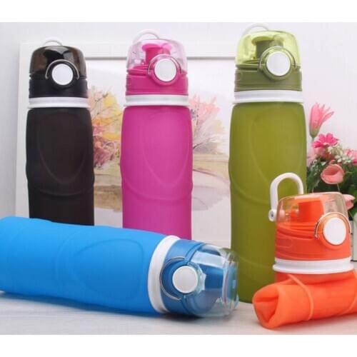 2020 Collapsible Silicone Water Bottle Silicone Folding Kettle Outdoor Sport Water Bottle Camping Travel Running Bottle cup 7
