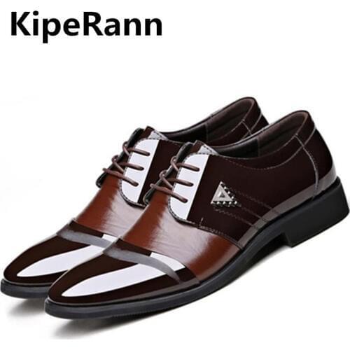 Luxury brand PU leather fashion mens business dress casual shoes black Oxford shoes breathable formal wedding shoes dance shoes