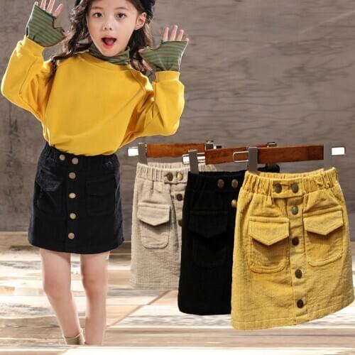Baby Girl Skirt Spring And Autumn ChildrensCorduroy SkirtCotton Gray Velvet Skirt ChildrensClothing