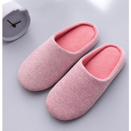 Womens Home Cotton Slippers Winter Quiet Indoor Plush Slides Flat Solid Colors Simple Slient Sandals Warm Furry Flip Flops