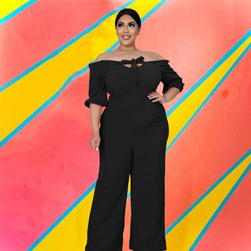 Large Size Women Clothing Jumpsuits Summer Short Sleeve Off Shoulder Jumpsuit Sexy Plus Size Rompers Dropshipping Wholesale