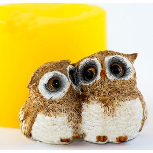 Animals Mold Two Owls Molds Silicone Molds Mold Owl Shape Handmade Candle Mould Silica Gel Rubber PRZY for Soap Lovely 001