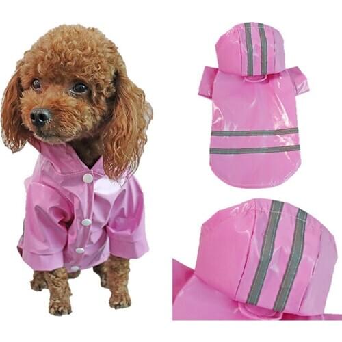 1Pcs S/M/L/XL Waterproof Pet Rainwear Puppy Rain Coat Reflective Pure Color Windproof Dog Clothes PU