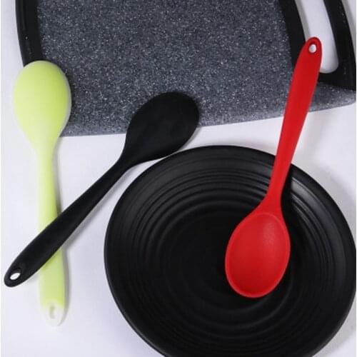 1Pcs Silicone Wheat Straw Soup Spoon Hosehold Long Handle Porridge Spoon Rice Ladle Tableware Meal Dinner Scoops Kitchen Tools