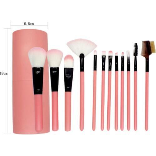 12PCS/set beginners drum makeup brush set makeup brushes Eyeshadow Brushes Pencil Eye shadow Makeup Pink makeup holder DFDF