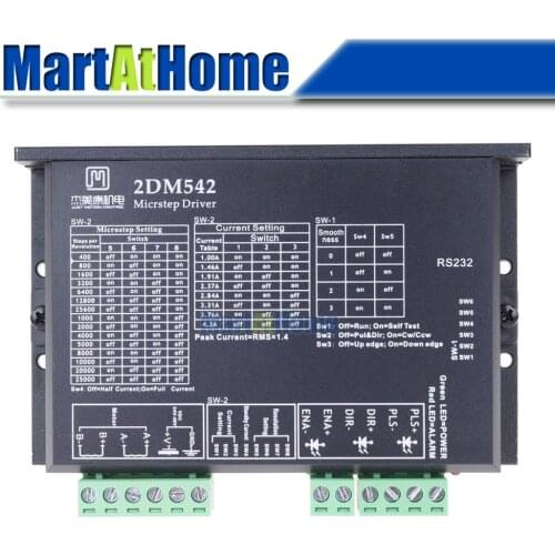 2-phase Hybrid Digital Stepper Driver 2DM542-C 2DM542-N DC 24V-48V 200K PUL/DIR CW/CCW for NEMA 17 23 Stepper Motor DIY CNC
