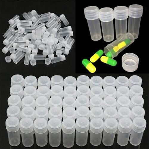 20Pcs/lot 5ml Plastic Bottle Sample Jar Small Barrel Vials Medicine Pill Liquid Powder Capsule Storage Container Packing Bottles