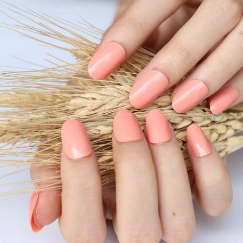 2020 24pcs Hot new design beautiful delicate oval candy cute fake nails Orange N328 X