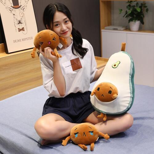 50cm Avocado Food Plush Toys Shaped Fruit Series Cute Kiwi Stuffed Soft Pillow Plush Avocado Toys Soft Dolls for Kids Girl Gift