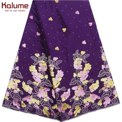 Kalume African Velvet Lace Fabric Sequins High Quality Soft French Fabric Sequins Nigerian Lace Fabric 5 Yards For Party F2084