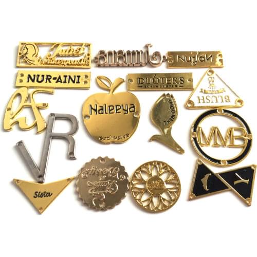 Garment Accessories Cheap Custom Brand Logo Name Sewing Metal Tag For Clothing Swimwear