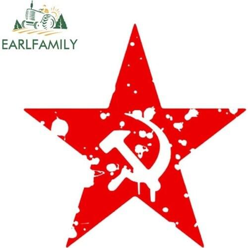 EARLFAMILY 13cm x 13cm Fashion CCCP Car Sticker Hammer and Sickle Star Ussr Waterproof Vinyl Decal Car Accessories