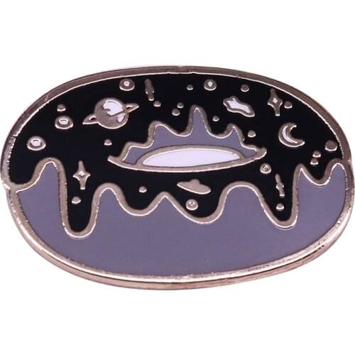 Dark matter doughnut enamel pin planet galaxy brooch space pin
