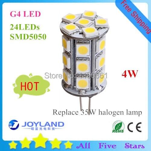 G4 led 4W 5050 SMD 360LM Warm white/white LED G4 Bulb Lamp DC12V High Lumen Energy Saving Free Shipping X10