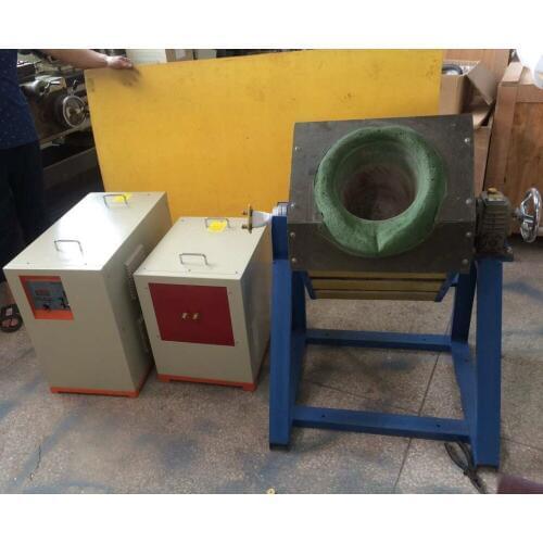 45KW Dump Furnce Metals Melting Machine Induction Melting Furnace for melting 50 kgs of gold brass copper silver etc