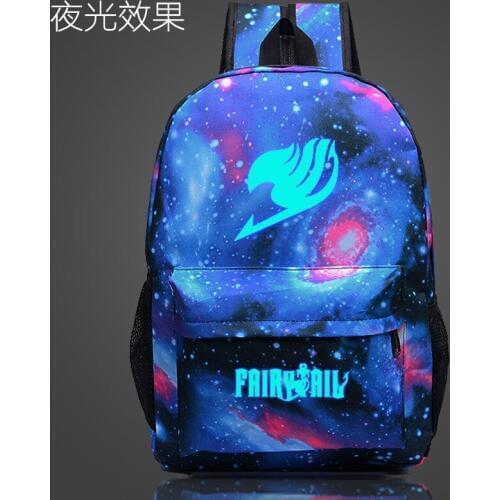 IVYYE Fairy Tail Star Night Blue Oxford Backpacks Shine Rucksacks Light Backpack Casual Luminous Travel Knapsack Unisex New