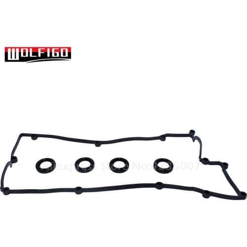 WOLFIGO New Valve Cover Gasket Set with 4 Circular For Hyundai Accent Kia Rio 22441-26801, 2244126801, 2244323001, 22443-23001