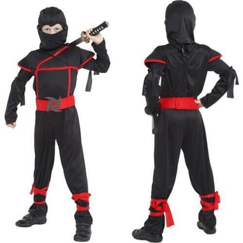 Black Ninja Costumes Kids Boys Cosplay Halloween Birthday Fancy Party fit 95-150cm tall children