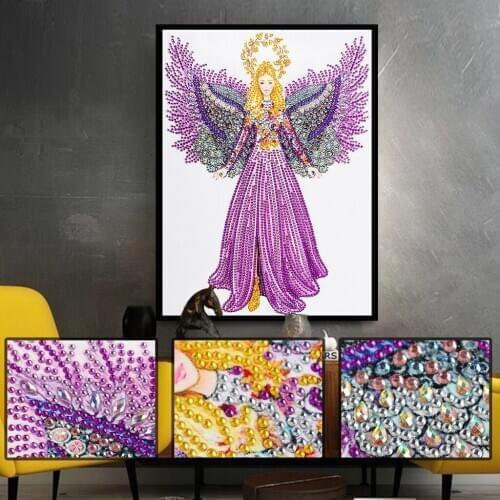 DIY Crystal Diamond Embroidery Beautiful Diamond Painting Girl Special Shaped Diamond Mosaic Angel Wings Girl Photos Decortions