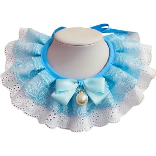 1pc Pet Lace Collar Fashion Fake Pearl Decorative Lace Pet Bandana Pet Bib Collar Pet Supplies Clothing Accessories