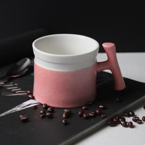 Mini simple pink gray cup pastoral style high-grade coffee cup Japanese snowflake fashion large capacity frosted milk cup