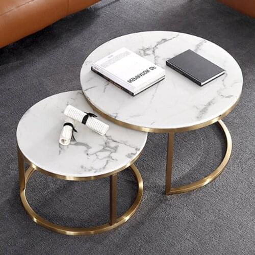 European-style Marble Household Simple Modern Wholesale Round Coffee Table Living Room Nordic Small Apartment Combination