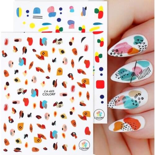 Summer Spring Decor Abstract Face Nail Stickers Flower Leaf Butterfly Letter Color block Decals Gel Polish Sliders SACA539-663