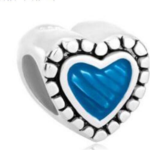Fit Pandora charm bracelets Blue Heart Love Fits Beads Charms Bracelets beads for jewelry making