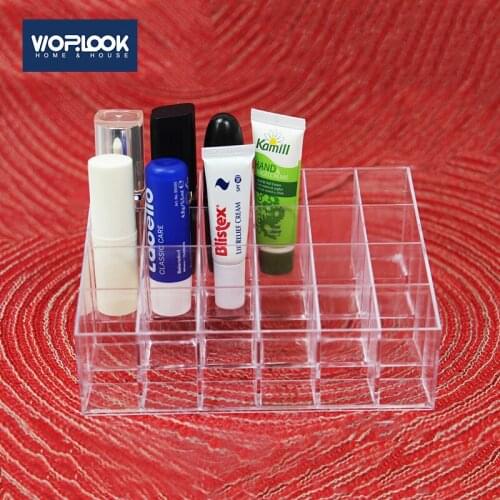 24 Grid Transparent Eyeliner Lip Gloss Makeup Organizer Storage Box Cosmetic Rack Lipstick Jewelry Box Case Holder Display Stand