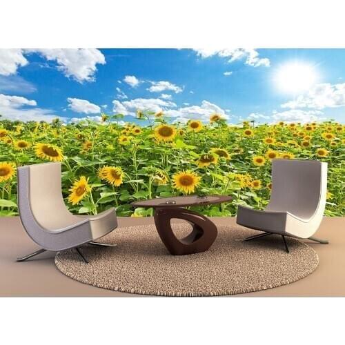Custom Wallpaper Murals Wall Painting Sunflowers Field Self Adhesive Vinyl Waterproof Wall Sticker Poster Home Decor
