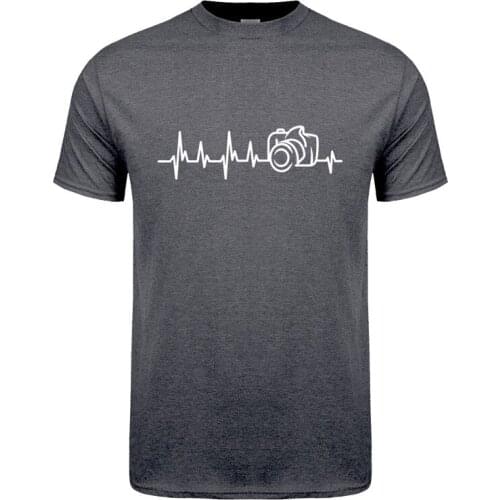 Heartbeat of Camera Photograher T Shirt Mans Cotton Short Sleeve Men Photography T-shirts Tee Funny Tshirt OZ-381