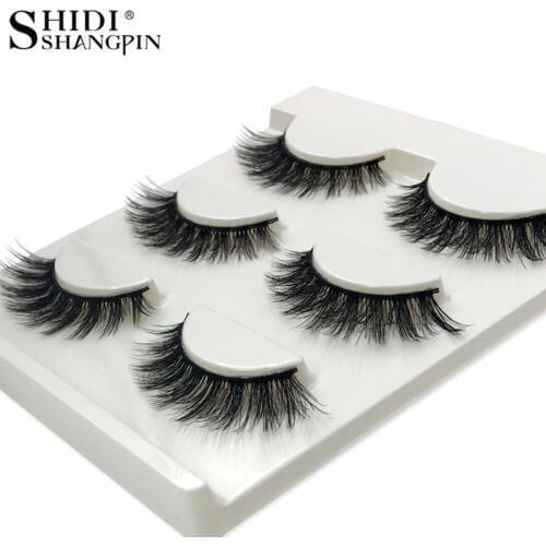 SHIDISHANGPIN 3 pairs mink eyelashes natural long eyelashes 10mm handmade false lashes false eyelashes 3d mink lashes cilios