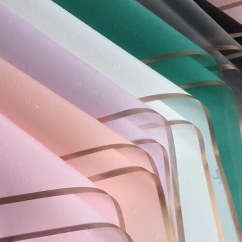 5Pcs Golden Frame Rose Flower Wrapping Paper DIY Korean Style Jelly Film Waterproof Florist Bouquet Gift Wrapping Material Paper