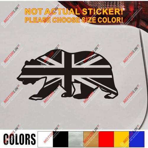 California State Bear Cali UK Union Jack Flag Decal Sticker Car Vinyl pick size