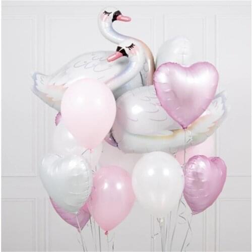 1pcs White Swan Balloon Crown Foil Helium Ballons Wedding Birthday Theme Party Decoration Baby Shower Girl Animals Air Globos