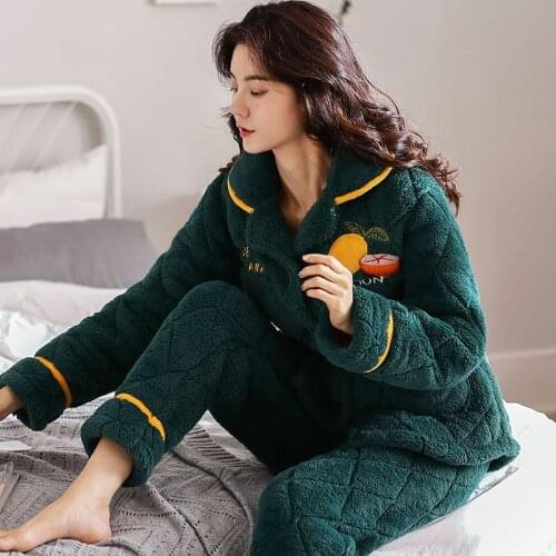 Women Nightwear Pajama Set Winter Warm Hooded Pajama Sets Thick Flannel Pajamas Soft Plus Size Pijama Pajamas Woman Winter