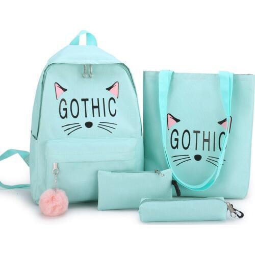 Woman Fashion 4 Piece Backpack Lady Shopping Bag Female Travel Backpack Girl School Baglarge Capacity Travel Laptop Backpack Bag