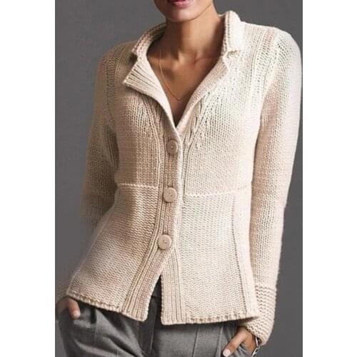 Autumn Winter Women V Neck Knitted Sweater Long Sleeve Button Clothing Cardigan