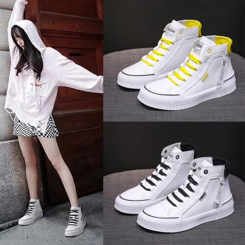 Winter Rubber Lace-up PU Sneakers Women Vulcanized Shoes Women Mid-heel High-top Casual Shoes Zapatos De Mujer4tg6