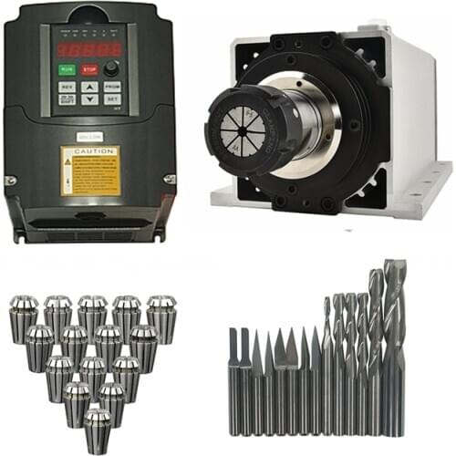 1.5KW 2.2KW VFD Inverter 1500W Air Cooling Square Spindle Motor Kit 3.175mm Tungsten Steel Drilling Bits for CNC Milling Machine
