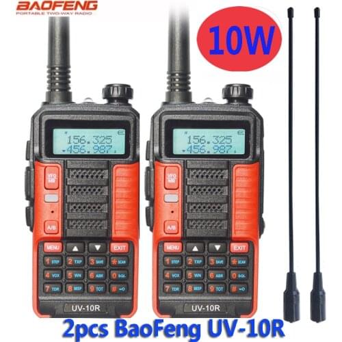 2pcs/set Baofeng UV-10R Professional Walkie Talkies 10W Dual Band 2 way CB Ham USB Radio hf Transceiver VHF UHF UV 10R 5800mAh