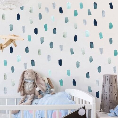 Watercolor Pink Blue Paint Strokes 5x10cm Wall Stickers for Baby Nursery Decoration Wall Decals Bedroom Peel and Stick Stickers