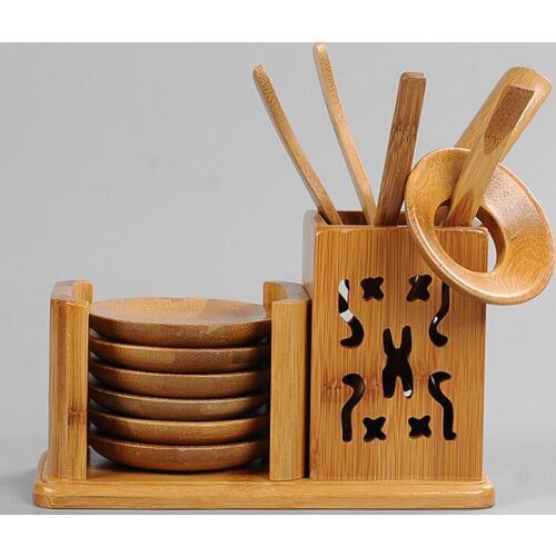 "KingTeaMall" Teaware Sets for Chinese Gongfu Cha Puerh Oolong White Black Green Tea Teasets Teatools Bamboo material