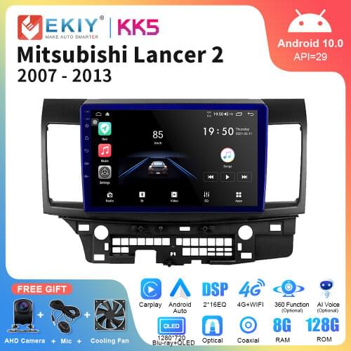 EKIY 1280*720P QLED Android 10.0 Car Radio For MITSUBISHI LANCER 2007-2018 Multimedia Auto GPS Navigation Stereo Video Player BT