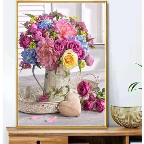 GATYZTORY 5D Diamond Painting flower Full Square&Round Diamond Embroidery Mosaic rose Lotus Home Decorations