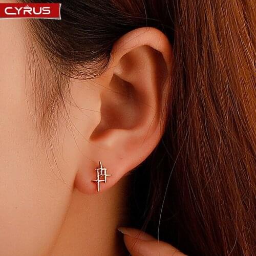 Gothic Cross Star Stud Earrings for Women Simple Irregular Gold Color Earring Girls Korean Fashion Personality Party Jewelry