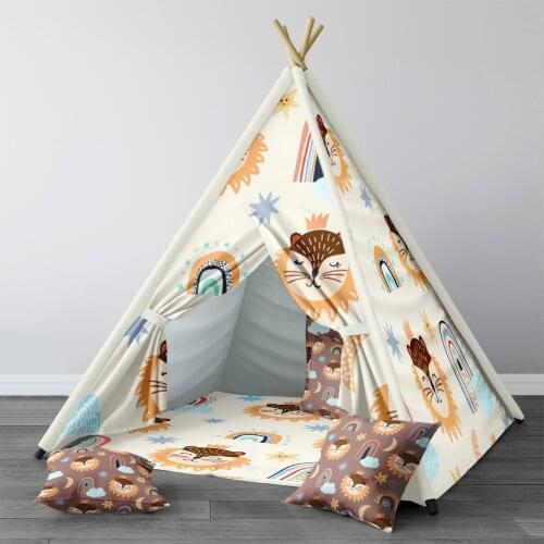 Play Tent for Kids Wigwam Portable Indoor Playground Tents Children Bedrooms Orange Lion King Model 1331