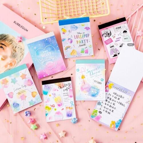 Kawaii Rainbow Candy Memo Pad Cute cartoon Message Notes Decorative Notepad Note paper Memo Stationery Office Supplies