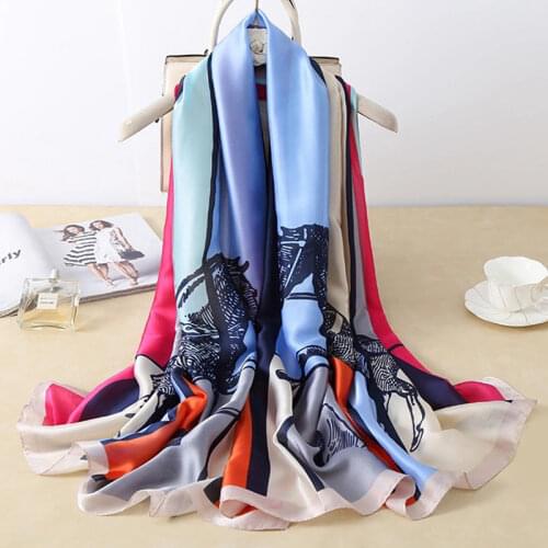 Classic New Spring Summer Silk Scarf Women Office Large Shawls Fashion Lady Hair Neck Beach Hijabs Foulard Muffler Wrap Foulard